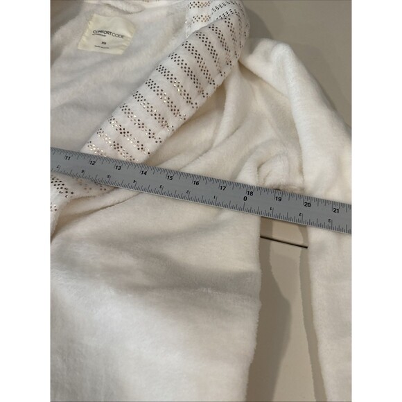 Comfort Code Cuddl Duds Plush Sherpa Cream And Gold Accents Robe Size XS - Picture 7 of 7